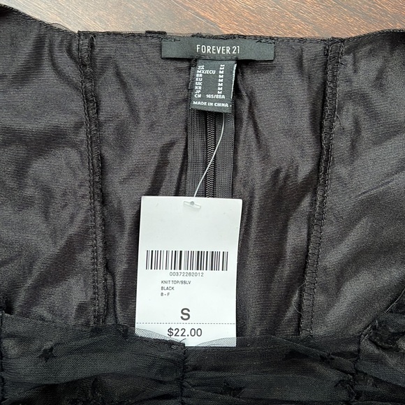 Forever 21 Star Print Black Mesh Crop Top - Picture 7 of 8